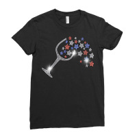 Womens Wine Glass Stars Bling Vintage 4th Of July Bling Rhinestone V N Ladies Fitted T-shirt | Artistshot