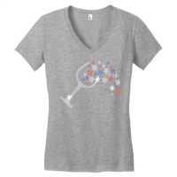 Womens Wine Glass Stars Bling Vintage 4th Of July Bling Rhinestone V N Women's V-neck T-shirt | Artistshot