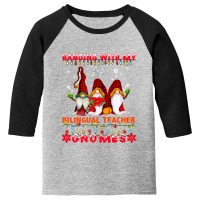 Teacher Hanging With My Bilingual Teacher Gnomes Ugly Xmas Matching 19 Youth 3/4 Sleeve | Artistshot