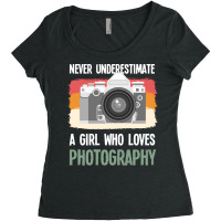 Amateur Photographer T Shirtvintage Photographer Girl Camera Photograp Women's Triblend Scoop T-shirt | Artistshot