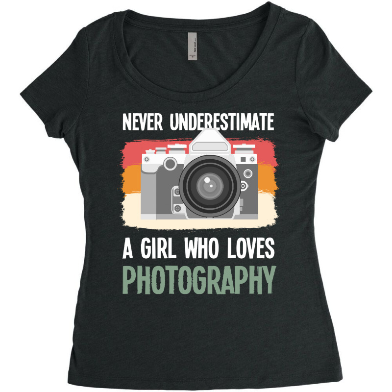 Amateur Photographer T Shirtvintage Photographer Girl Camera Photograp Women's Triblend Scoop T-shirt by federico20955 | Artistshot