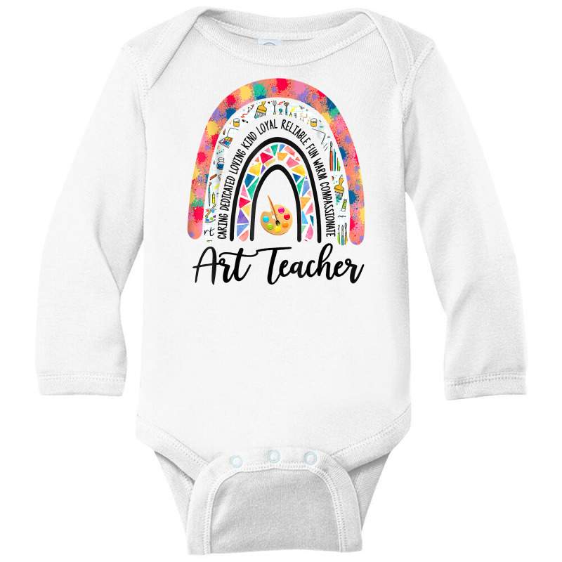 Art Teacher Boho Rainbow Caring Dedicated Loving Vintage T Shirt Long Sleeve Baby Bodysuit by sav.anzoey | Artistshot