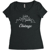 City Skyline T Shirtchicago City Skyline Oneline United States Outline Women's Triblend Scoop T-shirt | Artistshot