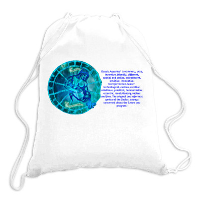 Aquarius Sign Zodiac Astrology Horoscope T-shirt Drawstring Bags Designed By Arnaldo Da Silva Tagarro