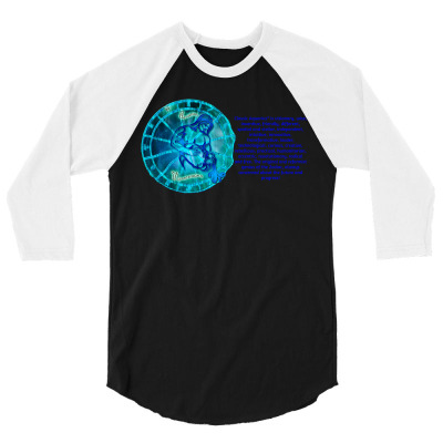Aquarius Sign Zodiac Astrology Horoscope T-shirt 3/4 Sleeve Shirt Designed By Arnaldo Da Silva Tagarro