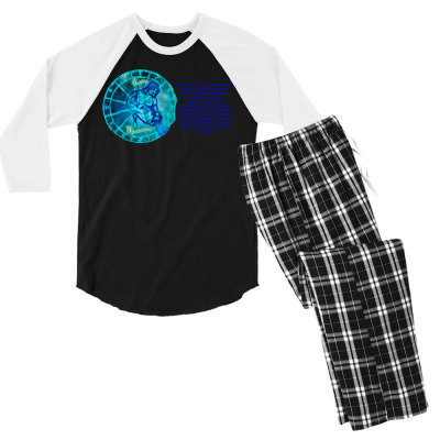 Aquarius Sign Zodiac Astrology Horoscope T-shirt Men's 3/4 Sleeve Pajama Set Designed By Arnaldo Da Silva Tagarro