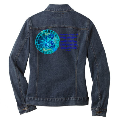 Aquarius Sign Zodiac Astrology Horoscope T-shirt Ladies Denim Jacket Designed By Arnaldo Da Silva Tagarro
