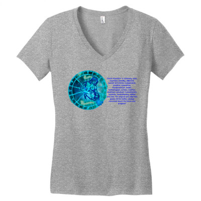 Aquarius Sign Zodiac Astrology Horoscope T-shirt Women's V-neck T-shirt Designed By Arnaldo Da Silva Tagarro