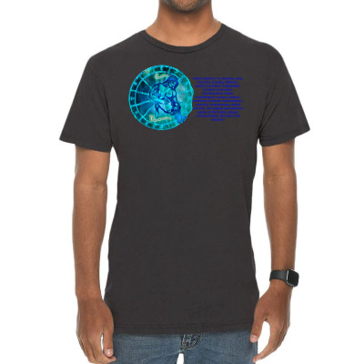 Aquarius Sign Zodiac Astrology Horoscope T-shirt Vintage T-shirt Designed By Arnaldo Da Silva Tagarro