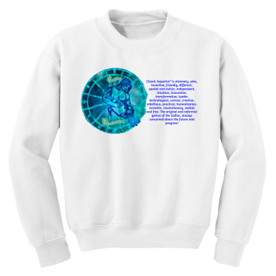 Aquarius Sign Zodiac Astrology Horoscope T-shirt Youth Sweatshirt Designed By Arnaldo Da Silva Tagarro