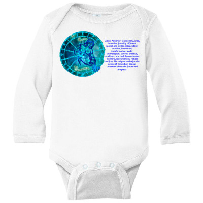 Aquarius Sign Zodiac Astrology Horoscope T-shirt Long Sleeve Baby Bodysuit Designed By Arnaldo Da Silva Tagarro