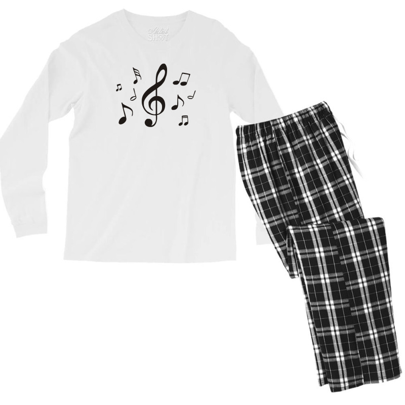 Music Notes Funny Men's Long Sleeve Pajama Set by heart eye | Artistshot