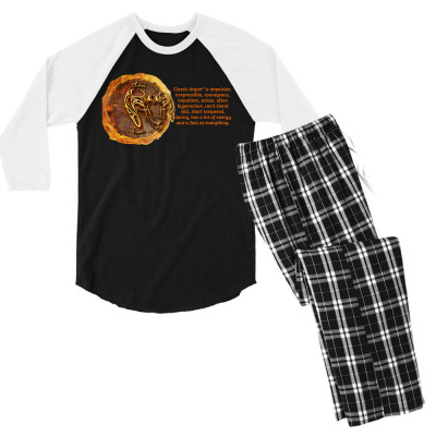 Aries Sign Zodiac Astrology Horoscope T-shirt Men's 3/4 Sleeve Pajama Set Designed By Arnaldo Da Silva Tagarro