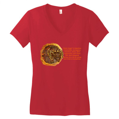 Aries Sign Zodiac Astrology Horoscope T-shirt Women's V-neck T-shirt Designed By Arnaldo Da Silva Tagarro