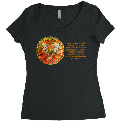 Taurus Sign Zodiac Astrology Horoscope T-shirts Women's Triblend Scoop T-shirt Designed By Arnaldo Da Silva Tagarro
