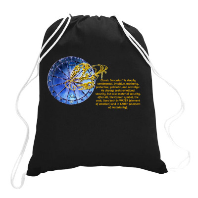 Cancer Sign Zodiac Astrology Horoscope T-shirt Drawstring Bags Designed By Arnaldo Da Silva Tagarro