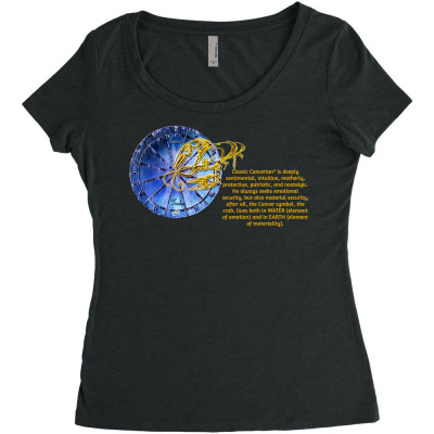 Cancer Sign Zodiac Astrology Horoscope T-shirt Women's Triblend Scoop T-shirt Designed By Arnaldo Da Silva Tagarro