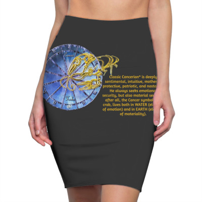Cancer Sign Zodiac Astrology Horoscope T-shirt Pencil Skirts Designed By Arnaldo Da Silva Tagarro