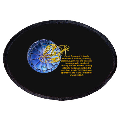 Cancer Sign Zodiac Astrology Horoscope T-shirt Oval Patch Designed By Arnaldo Da Silva Tagarro