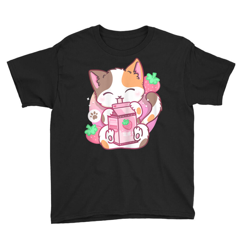 Strawberry Shake Strawberry Milk Cat Kawaii Neko Anime T Shirt Youth Tee by nayarilorenzi | Artistshot