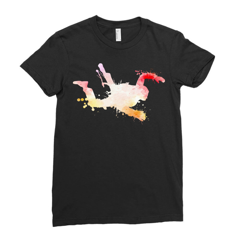 Sky Diving Sport Watercolor T  Shirt Sky Diving Sport Watercolor Art G Ladies Fitted T-Shirt by quarreleducated | Artistshot