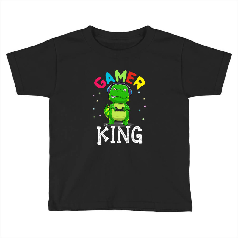 Thanksgiving Gamer King Trex Dinosaur Playing Video Games Kid Boys Gam Toddler T-shirt | Artistshot