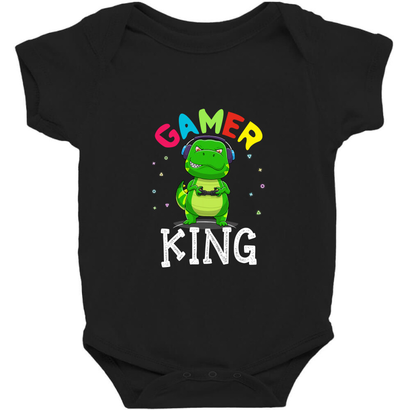 Thanksgiving Gamer King Trex Dinosaur Playing Video Games Kid Boys Gam Baby Bodysuit | Artistshot