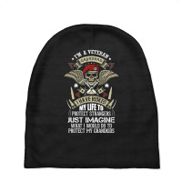 I'm A Veteran Granddad T Shirt Baby Beanies | Artistshot