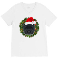 Chow Chow Dog In Santa Hat Merry Christmas Funny Dogs Xmas Sweatshirt V-neck Tee | Artistshot