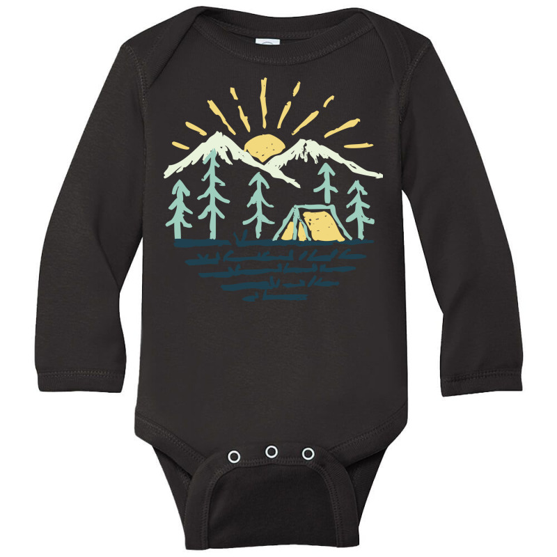 Camping Long Sleeve Baby Bodysuit by Quilimo | Artistshot