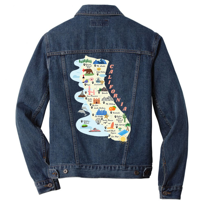 California Map Fun Graphic Premium T Shirt Men Denim Jacket | Artistshot