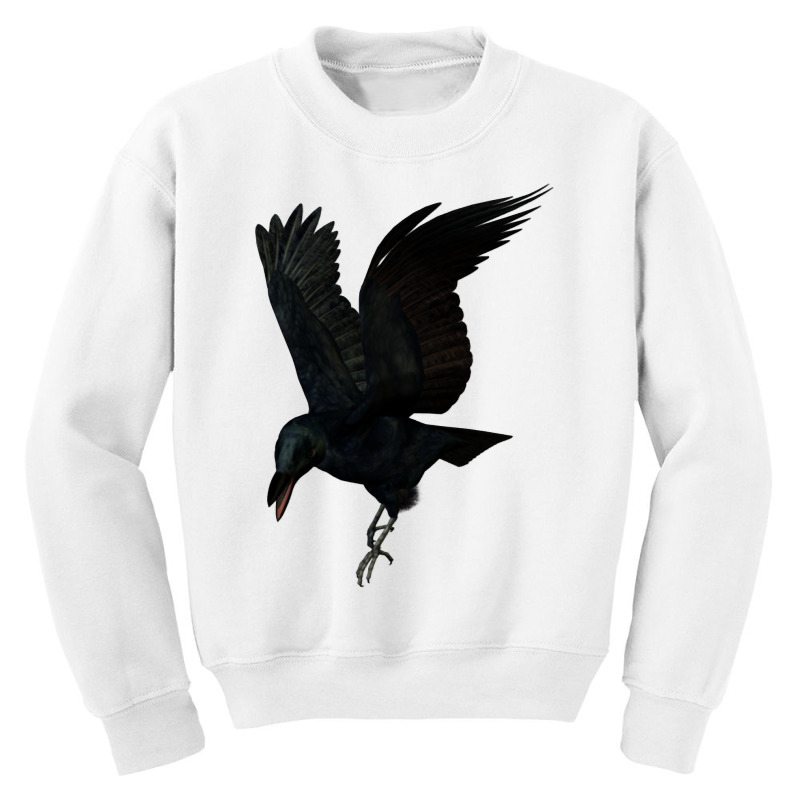 Lovely Black New Caledonian Crow Bird Silhouette Long Sleeve T Shirt Youth Sweatshirt by nycerecoverdell | Artistshot