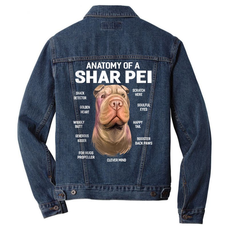 Dogs 365 Anatomy Of A Shar Pei Dog Funny Gift Tank Top Men Denim Jacket | Artistshot