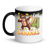 Kids 4 Year Old Monkey Birthday Safari Jungle Animal 4th B Day T Shirt Magic Mug | Artistshot