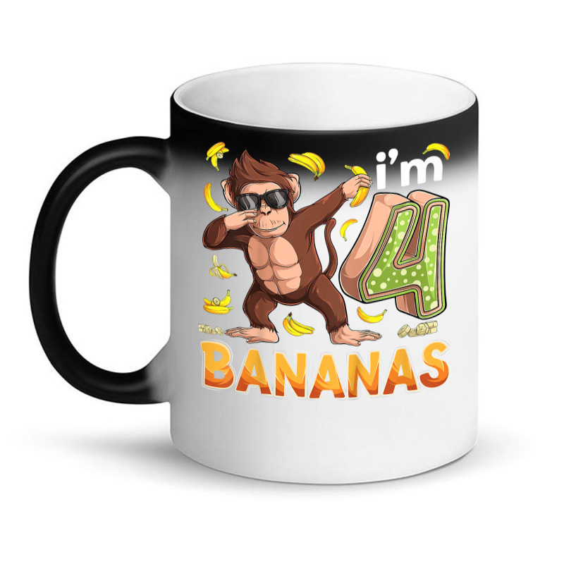 Kids 4 Year Old Monkey Birthday Safari Jungle Animal 4th B Day T Shirt Magic Mug | Artistshot