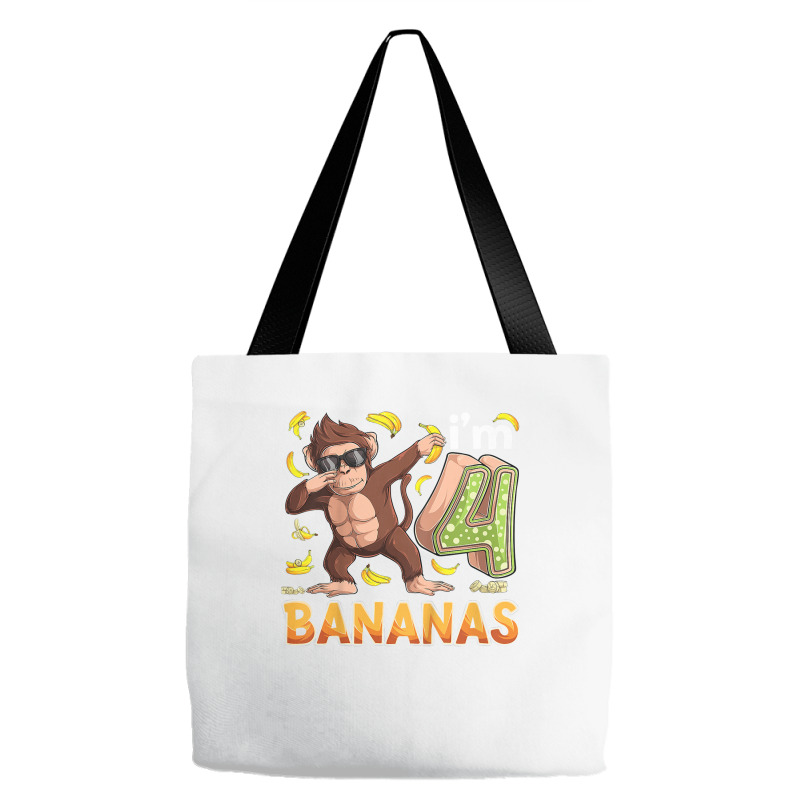 Kids 4 Year Old Monkey Birthday Safari Jungle Animal 4th B Day T Shirt Tote Bags | Artistshot