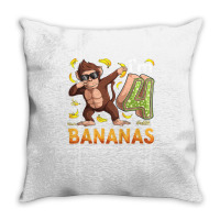 Kids 4 Year Old Monkey Birthday Safari Jungle Animal 4th B Day T Shirt Throw Pillow | Artistshot