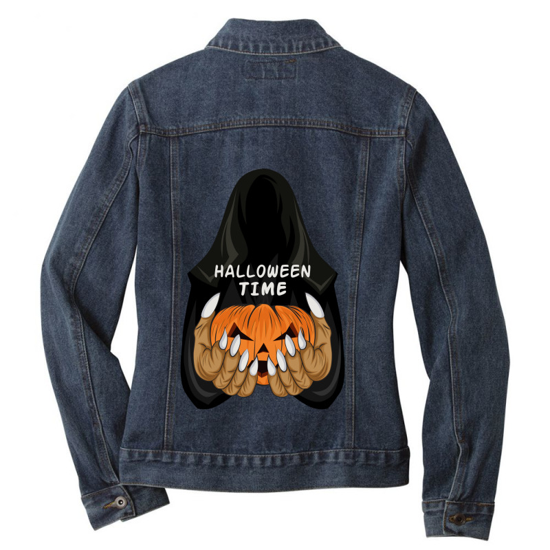 Halloween Time Ladies Denim Jacket by ŞEN | Artistshot