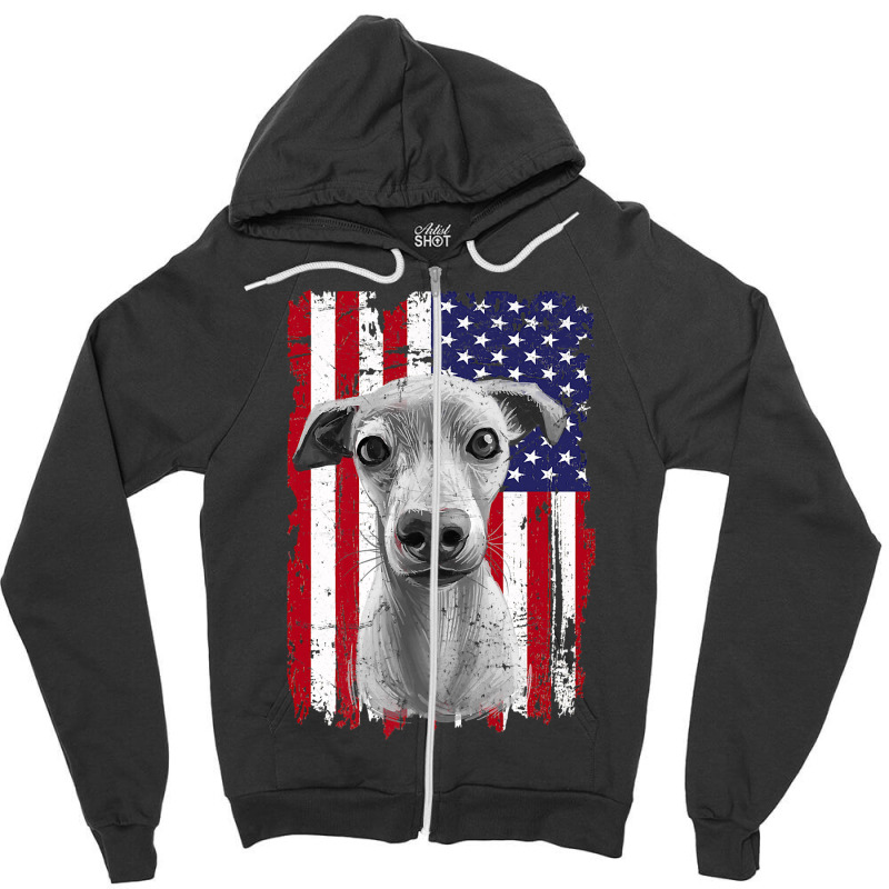 Dogs 365 Distress American Flag Italian greyhound Dog Usa Premium T S Zipper Hoodie | Artistshot