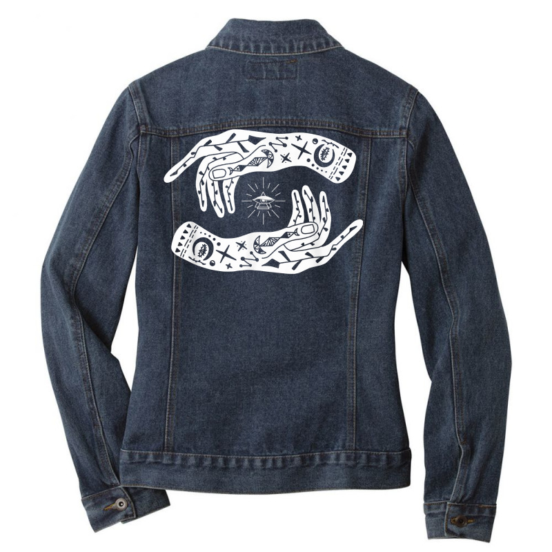 Witch Hands Wicca Pagan Witchcraft Witchy T Shirt Ladies Denim Jacket by bhuvanseeliger | Artistshot