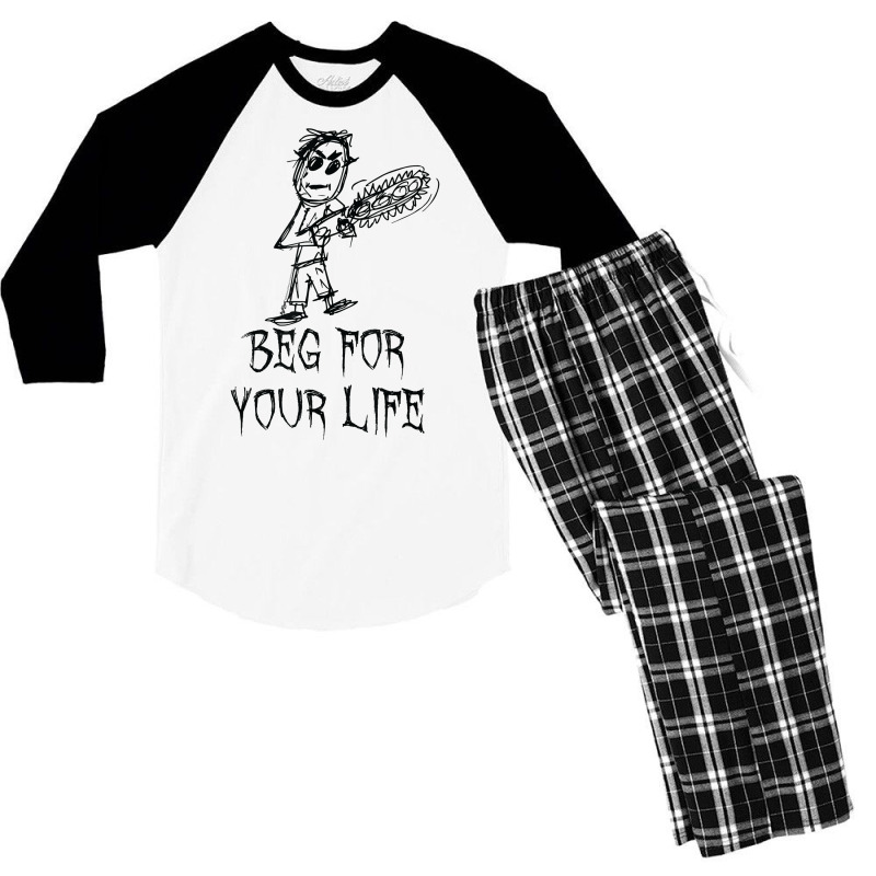 Beg For Your Life Halloween Costume Word Design T Shirt Men's 3/4 Sleeve Pajama Set | Artistshot