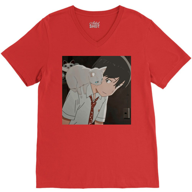 Nakitai Watashi Wa Neko Wo Kaburu V-neck Tee | Artistshot