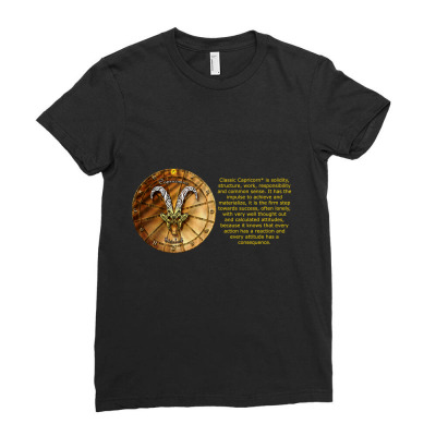 Capricorn Sign Zodiac Horoscope Astrology T-shirt Ladies Fitted T-shirt Designed By Arnaldo Da Silva Tagarro