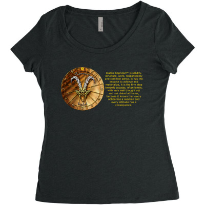 Capricorn Sign Zodiac Horoscope Astrology T-shirt Women's Triblend Scoop T-shirt Designed By Arnaldo Da Silva Tagarro