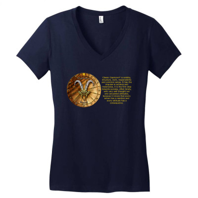Capricorn Sign Zodiac Horoscope Astrology T-shirt Women's V-neck T-shirt Designed By Arnaldo Da Silva Tagarro