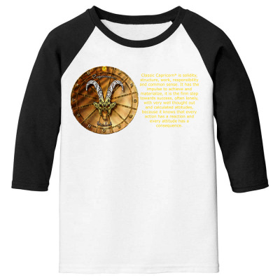 Capricorn Sign Zodiac Horoscope Astrology T-shirt Youth 3/4 Sleeve Designed By Arnaldo Da Silva Tagarro