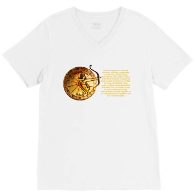 Sagittarius Sign Zodiac Horoscope Astrology Zodiac T-shirt V-neck Tee Designed By Arnaldo Da Silva Tagarro