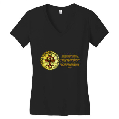 Libra Sign Horoscope Zodiac Astrology T-shirts Women's V-neck T-shirt Designed By Arnaldo Da Silva Tagarro