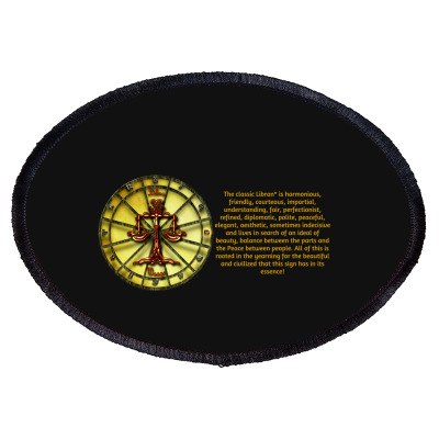 Libra Sign Horoscope Zodiac Astrology T-shirts Oval Patch Designed By Arnaldo Da Silva Tagarro