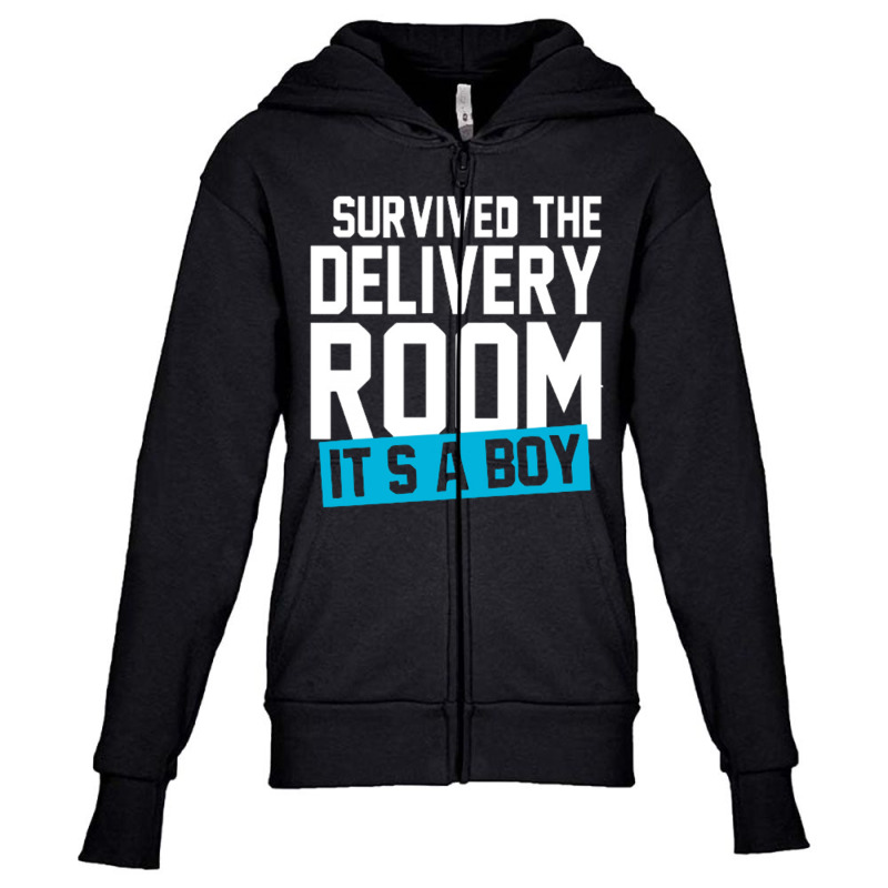 Survived The Delivery Room It's A Boy Funny Youth Zipper Hoodie by saterseim | Artistshot